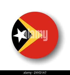 Osttimor-Flagge - flaches Vektorsymbol oder Badge mit fallendem Schatten. Stock Vektor