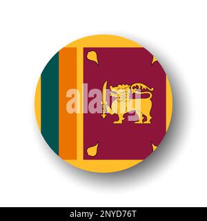 Sri-Lanka-Flagge – flaches Vektorsymbol oder Badge mit fallendem Schatten. Stock Vektor