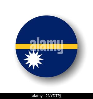 Nauru-Flagge – flaches Vektorsymbol oder Badge mit fallendem Schatten. Stock Vektor