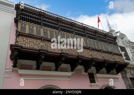 Balkon des Palastes Marquis de Torre Tagle, Lima, Peru Stockfoto