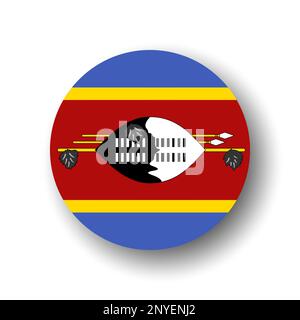 Eswatini-Flagge - flaches Vektorsymbol oder Badge mit fallendem Schatten. Stock Vektor