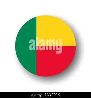 Benin-Flagge - flaches Vektorsymbol oder Badge mit fallendem Schatten. Stock Vektor