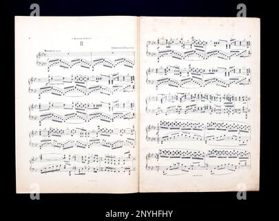 Vintage-Noten von 10 Präludes für Klavier. Op.23 2 B-dur' von Sergei Rachmaninoff, UdSSR, 1922. Stockfoto