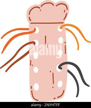 Organizer aus Holzseide im flachen Cartoon-Stil. Handgezeichnete Vektordarstellung von Moulinfäden, Nadelarbeit, Nähkonzept, Stickerei, han Stock Vektor