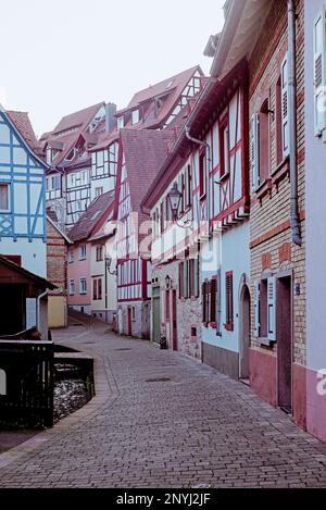 Weinheim: Fachwerkhäuser im Gerberviertel Stockfoto