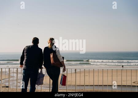 Praia do Carneiro, Fluss Douro in Porto, Portugal. Hochwertiges Foto Stockfoto