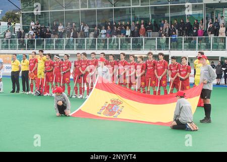 Hobart, Australien. 02. März 2023. Spanien Nationale Feldhockeymannschaft der Männer während des 2022/23 im Tasmanian Hockey Centre in Hobart abgehaltenen Pro-League-Spiels der International Hockey Federation (FIH) Männer zwischen Argentinien und Spanien. Endstand Spanien 4:3 Argentinien. Kredit: SOPA Images Limited/Alamy Live News Stockfoto