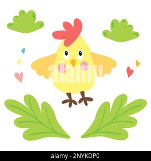 Süße Hühner zu Ostern, Vektor in Pastellfarben. Stock Vektor