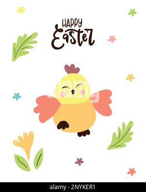 Süße Hühner zu Ostern, Vektor in Pastellfarben. Stock Vektor