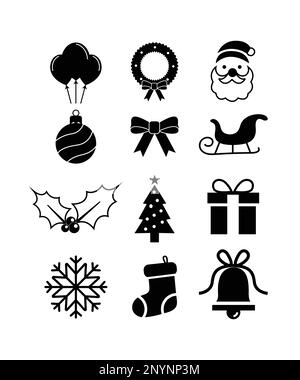 Weihnachts-Ikonen-Set. Vektorabbildungen. 2023. eps Stock Vektor