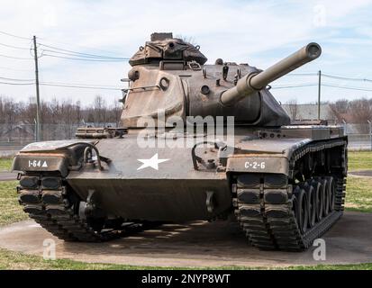 Vor dem General George Patton Museum of Leadership in Fort Knox, Kentucky, USA, befindet sich ein amerikanischer Panzer aus dem Zweiten Weltkrieg Stockfoto