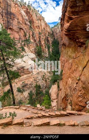 Weg zum Angels Landing Summit in Zion NP Stockfoto