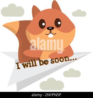 Eichhörnchen fliegt in einem Flugzeug. Vektorgrafiken zum Thema Reisen Stock Vektor