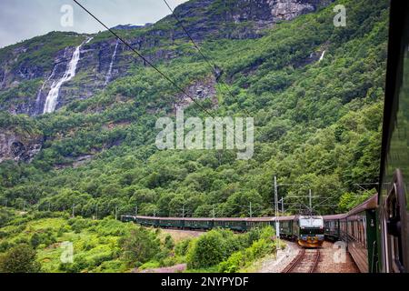 Aussicht vom Flamsbana Bahnhof, Norwegen Stockfoto