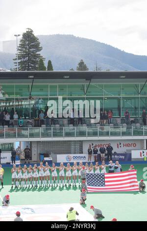 Hobart, Australien. 02. März 2023. USA National Women's Field Hockey Team beim 2022/23 International Hockey Federation (FIH) Women's Pro-League Match zwischen den USA und Argentinien im Tasmanian Hockey Centre in Hobart. Endstand Argentinien 3:0 USA. (Foto: Luis Veniegra/SOPA Images/Sipa USA) Guthaben: SIPA USA/Alamy Live News Stockfoto