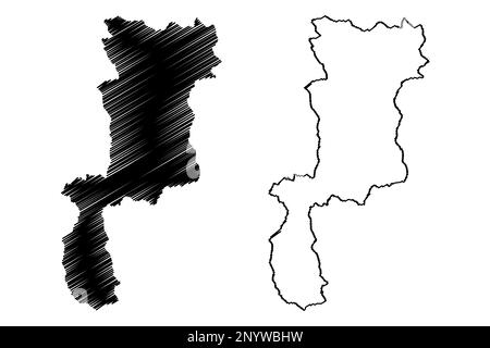 Bolsover nicht-Metropolregion (Vereinigtes Königreich von Großbritannien und Nordirland, zeremonielle Grafschaft Derbyshire, England) Kartenvektor illustrati Stock Vektor