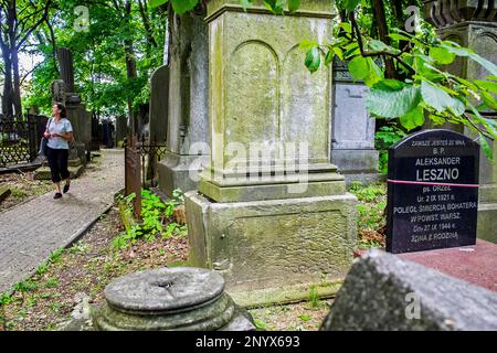 Historische jüdische Friedhof am Okopowa Straße in Warschau, Polen. Stockfoto