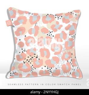 Vector Minimal Pastel Leopard und Abstract Seamless Pattern, Beige, Pink und Hellblau. Stock Vektor