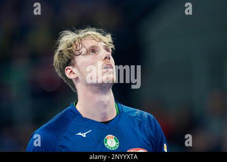 Mannheim, Deutschland. 02. März 2023. Handball: Bundesliga, Rhein-Neckar Löwen - HSG Wetzlar, Matchday 22, SAP Arena. Wetzlar Torwart bis Klimpke reagiert. Kredit: Uwe Anspach/dpa/Alamy Live News Stockfoto