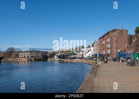 Exeter.Devon.Vereinigtes Königreich.Februar 19. 2023.Blick auf den Exeter Quay in Devon Stockfoto