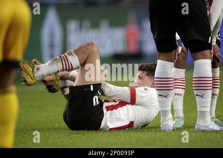 DOETINCHEM - 02/03/2023, EINDHOVEN - Guus Til von PSV Eindhoven während des Viertelfinales des TOTO-KNVB-Cup-Spiels zwischen PSV Eindhoven und ADO Den Haag im Phillips Stadion am 2. Februar 2023 in Eindhoven, Niederlande. ANP JEROEN PUTMANS Stockfoto