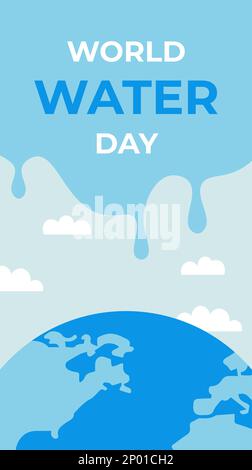 Weltwassertag Informiert Flyer Mit Puddle- Und Erdenvektor-Illustration In Flacher Form Stock Vektor