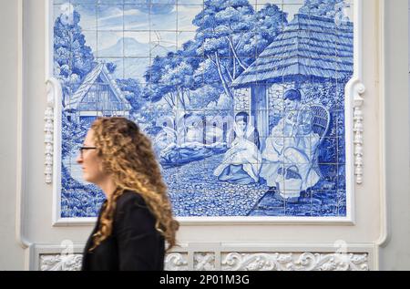 Fassade des Ritz Cafe, Av Arriaga, Funchal, Madeira Stockfoto