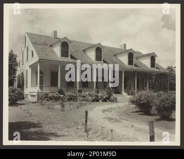 Die Briars, Natchez vic., Adams County, Mississippi. Carnegie Survey of the Architecture of the South (Carnegie-Umfrage zur Architektur des Südens). USA Mississippi Adams County Natchez vic, Dormers, Porches, Doorways, Houses. Stockfoto