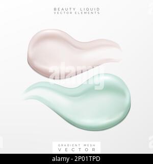 Vector Skincare oder Cosmetics Semi-transparente Cremepaste 3D Abbildung für Lotion, Shampoo, Duschgel oder Feuchtigkeitscreme. Stockfoto