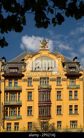 Hotel Evropa, Vaclavske Námestí, 25.Prague. Tschechische Republik Stockfoto