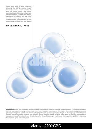 Vector Abstract Transparent Atom, Cell, Nutrition oder Collagen Element 3D Illustration für Beauty and Healthcare Poster, Product Packaging oder Advertis Stock Vektor