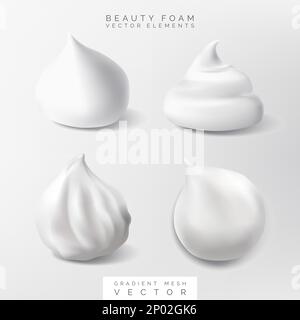 Vector 3D Illustration Beauty, Health Care oder Grooming White Cream and Foam Elements für Broschüren, Werbung oder Bucheinband. Stock Vektor