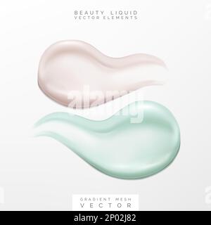 Vector Skincare oder Cosmetics Semi-transparente Cremepaste 3D Abbildung für Lotion, Shampoo, Duschgel oder Feuchtigkeitscreme. Stock Vektor