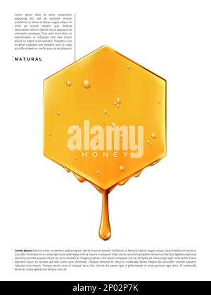 Vector Abstract Dripping Honey Element 3D Illustration under Sunlight for Beauty and Healthcare Poster, Product Packaging, or Advertisement Background Stock Vektor