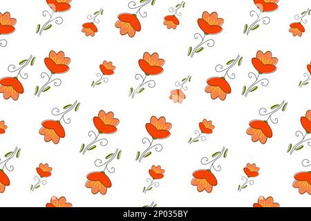 Blumenmuster, sich wiederholendes Mohnblumenmuster. Blumenkonzept. Vektor Stock Vektor