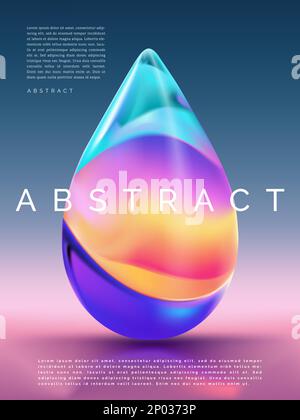 Vector minimalistisch schillernd abstrakte Wassertropfen Poster, Buchumschlag oder Werbeschild. Stock Vektor