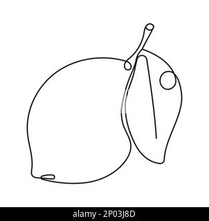 Online-Zitronensymbol. Kontinuierliches Obst und Gemüse. Natürliche, gesunde Lebensmittel für das Leben und Diäten. Illustration von Nutric Products im Skizzenstil. Stock Vektor