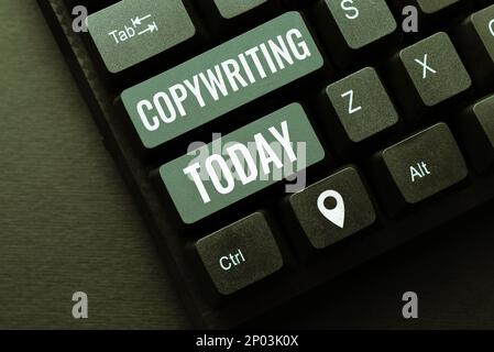 Inspiration mit Schildern zum Schreiben. Wort für das Schreiben des Textes von Werbung oder Werbematerial Stockfoto