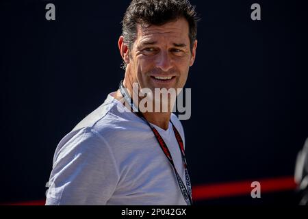 BAHRAIN INTERNATIONAL CIRCUIT, BAHRAIN - FEBRUAR 23: Mark Webber, während der Bahrain-Tests auf dem Bahrain International Circuit am 23. Februar 2023 in Sakhir, Bahrain. (Foto: Michael Potts/BSR Agency) Stockfoto