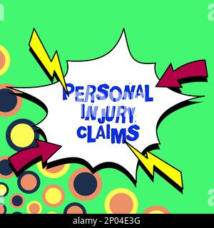 Schreiben mit Text Persönliche Verletzungsansprüche. Ein Wort über Verletzungen im Arbeitsumfeld Stockfoto