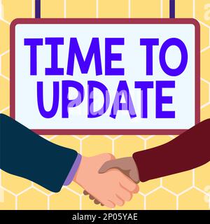 Textschild mit Angabe der Aktualisierungszeit. Business Overview die neuesten Informationen zu einer bestimmten Situation Stockfoto