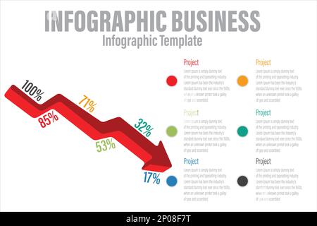 Ein Diagramm mit einem roten Pfeil, der nach oben zeigt, und der unten rechts mit „Infografik“ beschriftet ist Stock Vektor