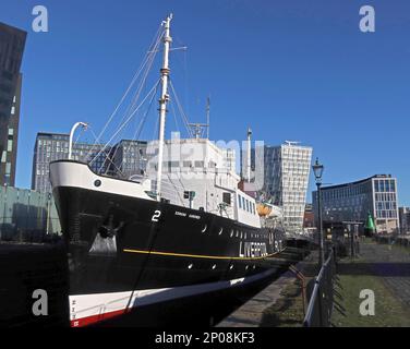 Edmund Gardner, Liverpool Pilot Cutter Schiff, am Trockendock, Royal Albert Dock, 3-4 The Colonnades, Liverpool, Merseyside, England, L3 4AA Stockfoto