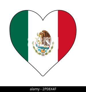 Mexikanische Herzform-Flagge. Ich Liebe Mexiko. Besuchen Sie Mexiko. Mittelamerika. Lateinamerika. Grafische Konstruktion Von Vektordarstellungen. Stock Vektor