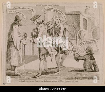 Eine Antwort an die unbekannten Autoren von Villany Detected, &c., 1754. British Cartoon Prints Collection James, R, (Robert), 1703?-1776. , Patent Medicines,1750-1760. , Ärzte, Englisch, 1750-1760. Stockfoto