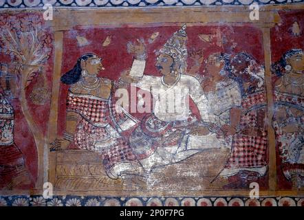 Wandmalereien aus dem 16. Jahrhundert in Patteeswaram Thenupuriswarar Shiva Siva Tempel nahe kumbakonam, Tamil Nadu, Südindien, Indien, Asien Stockfoto