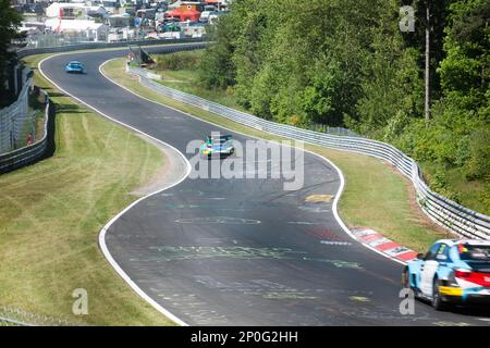 Nuerburgring-Rennstrecke, Nordschleife, Rennstrecke, 24-stündiges Rennen, ADAC GT Masters, DTM, Oldtimer, Jüngere, Eifel, Rheinland-Pfalz, Deutschland Stockfoto