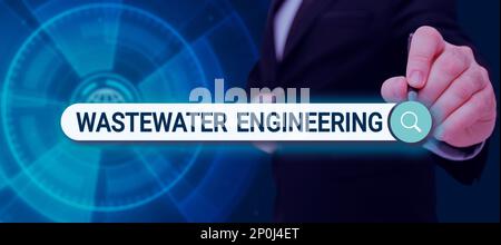 Handschriftlicher Text Abwassertechnik, ein Wort über technische Methoden zur Verbesserung der Hygiene in der Öffentlichkeit Stockfoto