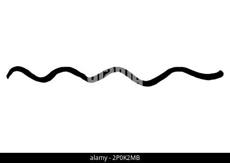 Vektor-Kritzelwelle. Pinselstrich mit Gezeitenpinsel von Farbe isoliert auf weißem Hintergrund. Handgezogene Muschel für Sommermotiv, Kleiderdekoration. Stock Vektor