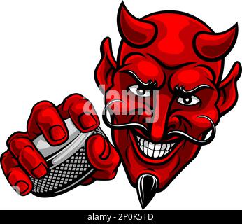 Teufel Satan Eishockey Sport Maskottchen Cartoon Stock Vektor